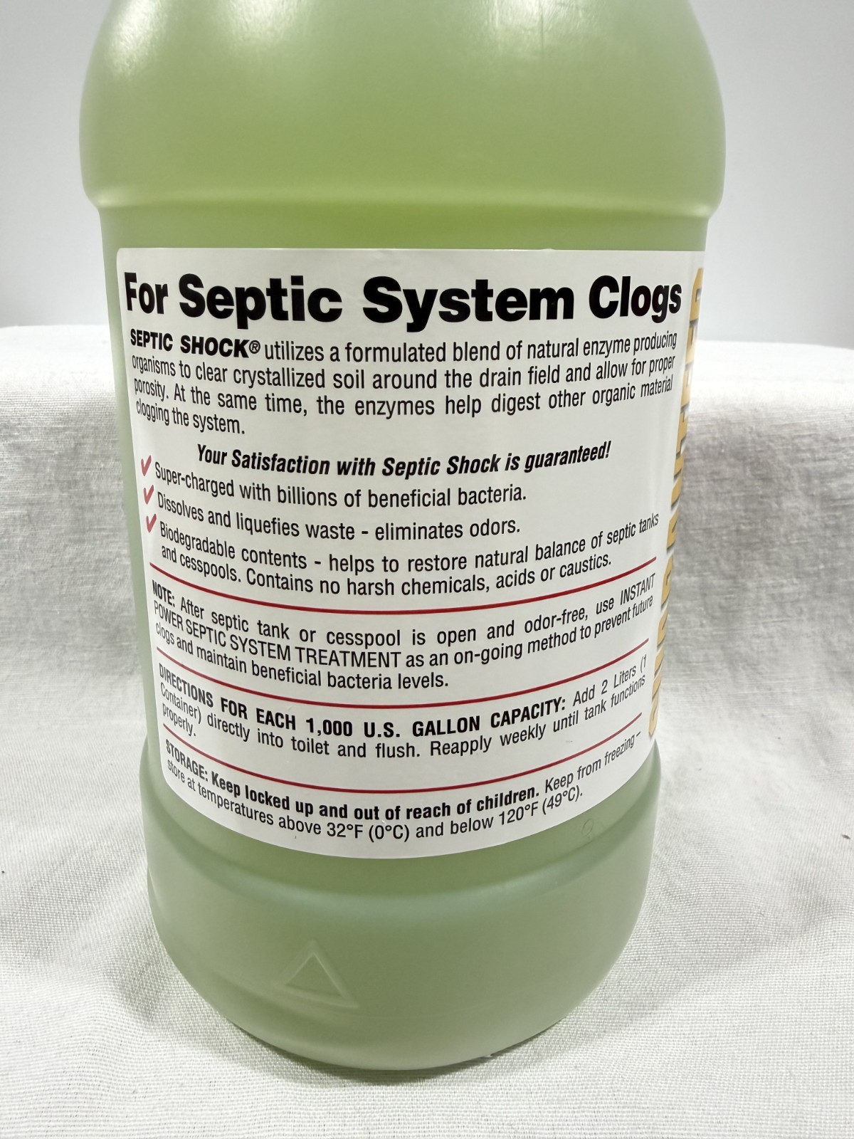 Instant Power Septic Shock, 67.6 fl oz (2 Liter), Super Charged for Clogged Sept