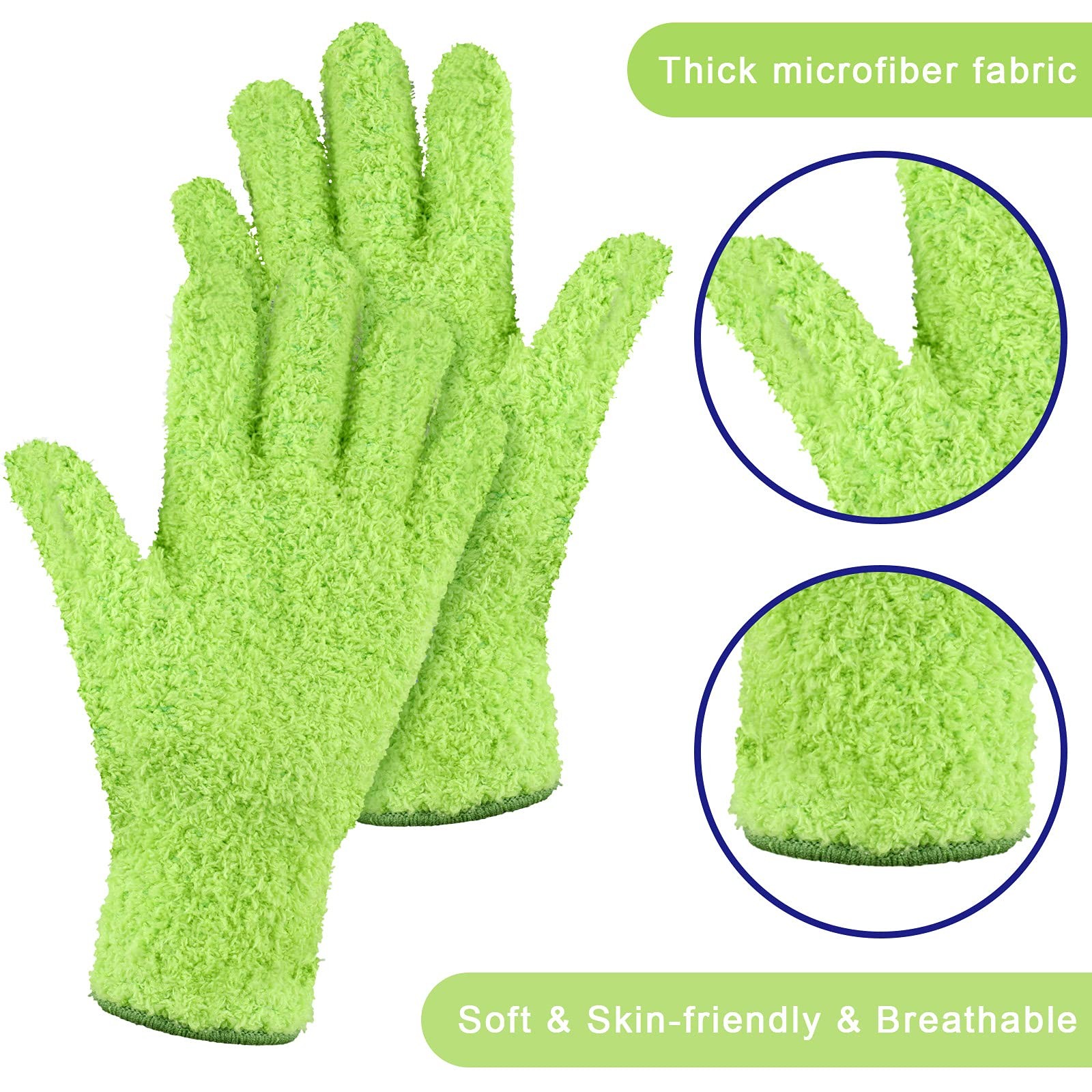 Patelai 3 Pairs Microfiber Plant Dusting Medium, Green Yellow, Blue, Pink