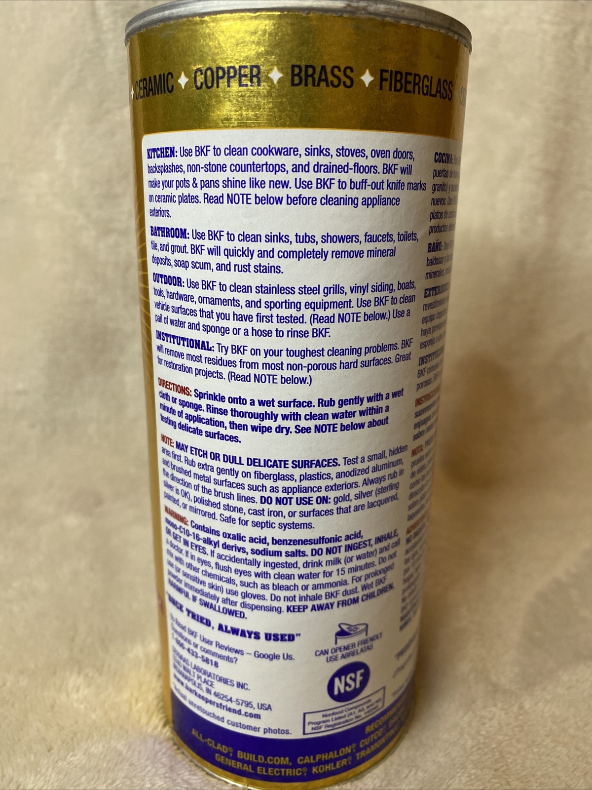 BAR KEEPERS FRIEND Multi-Purpose Cleanser Clean 17oz. NSF Approved.