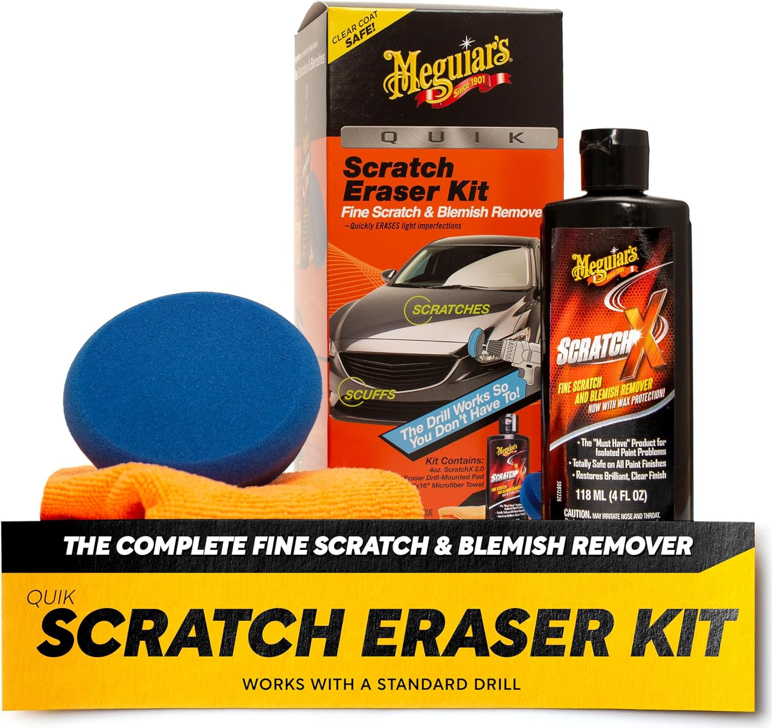 4 PC Car Scratch Remover Kit Surface Blemish Repair Drill Pad Towel US