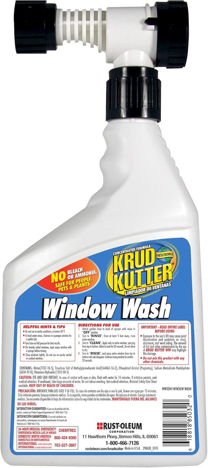 Krud Kutter Window Wash Cleaner, 32 Oz, Streak Free Glass Cleaner for Windows, M