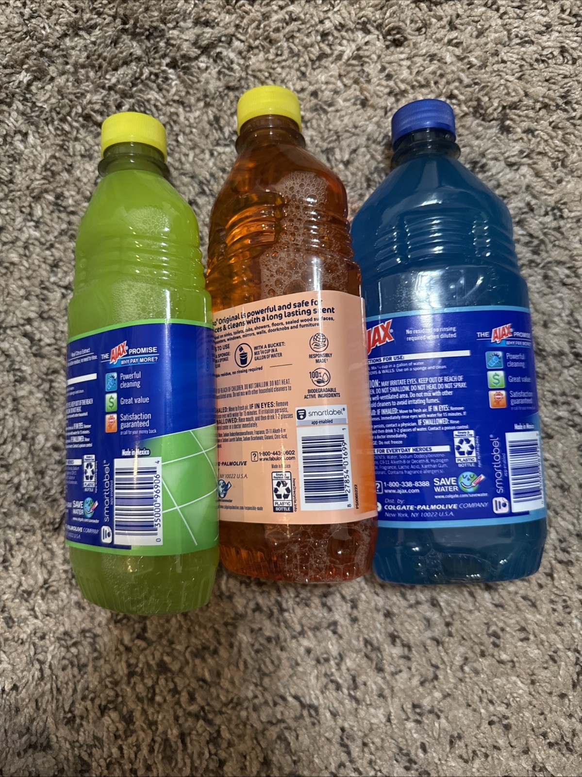 Lot of 3 Ajax Multi Purpose Cleaner Lime with Baking Soda 16.9 Oz Bottles