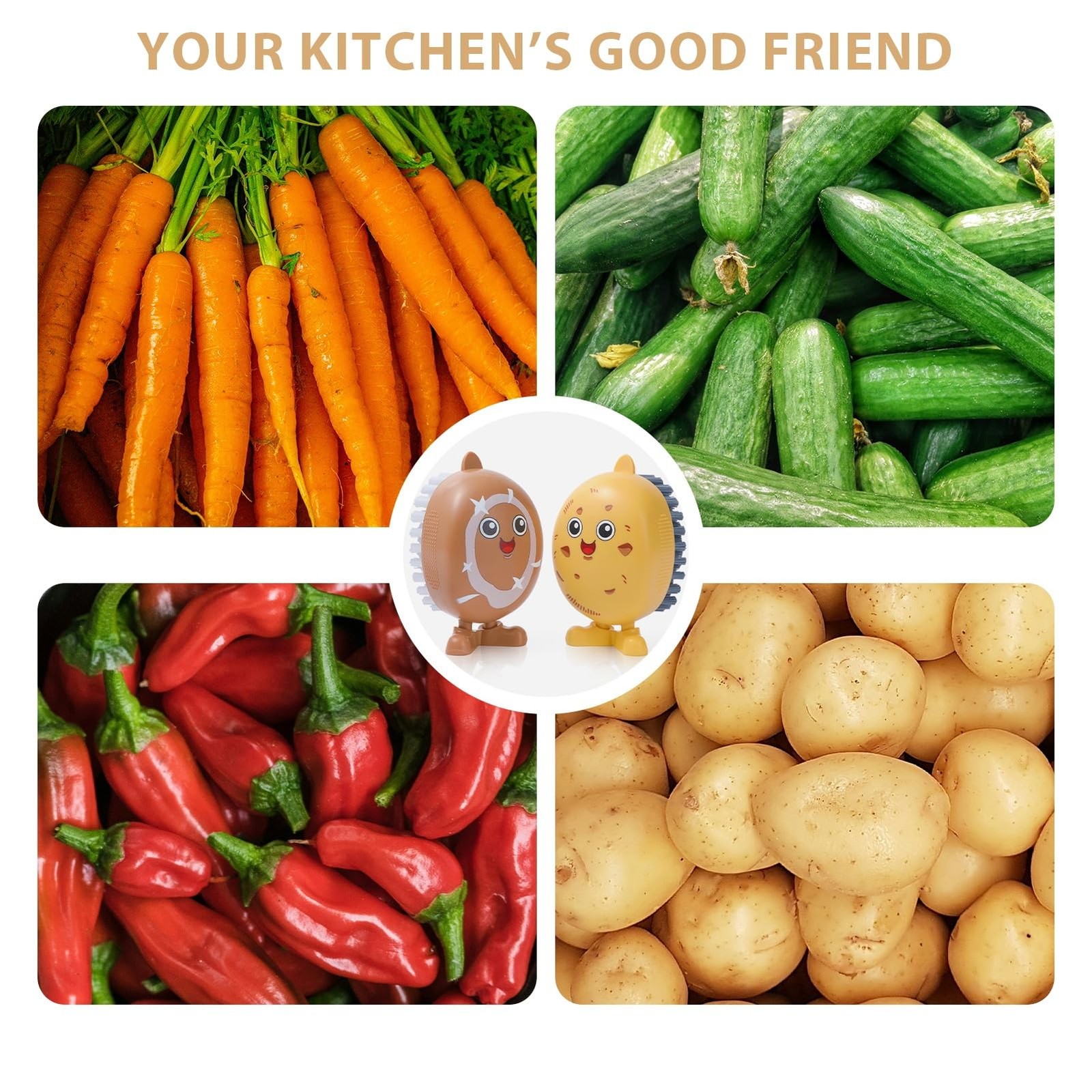 Vegetable Brush Scrubber Potato Mushroom Scrubber Brush Cleaning Veggie Fruit W