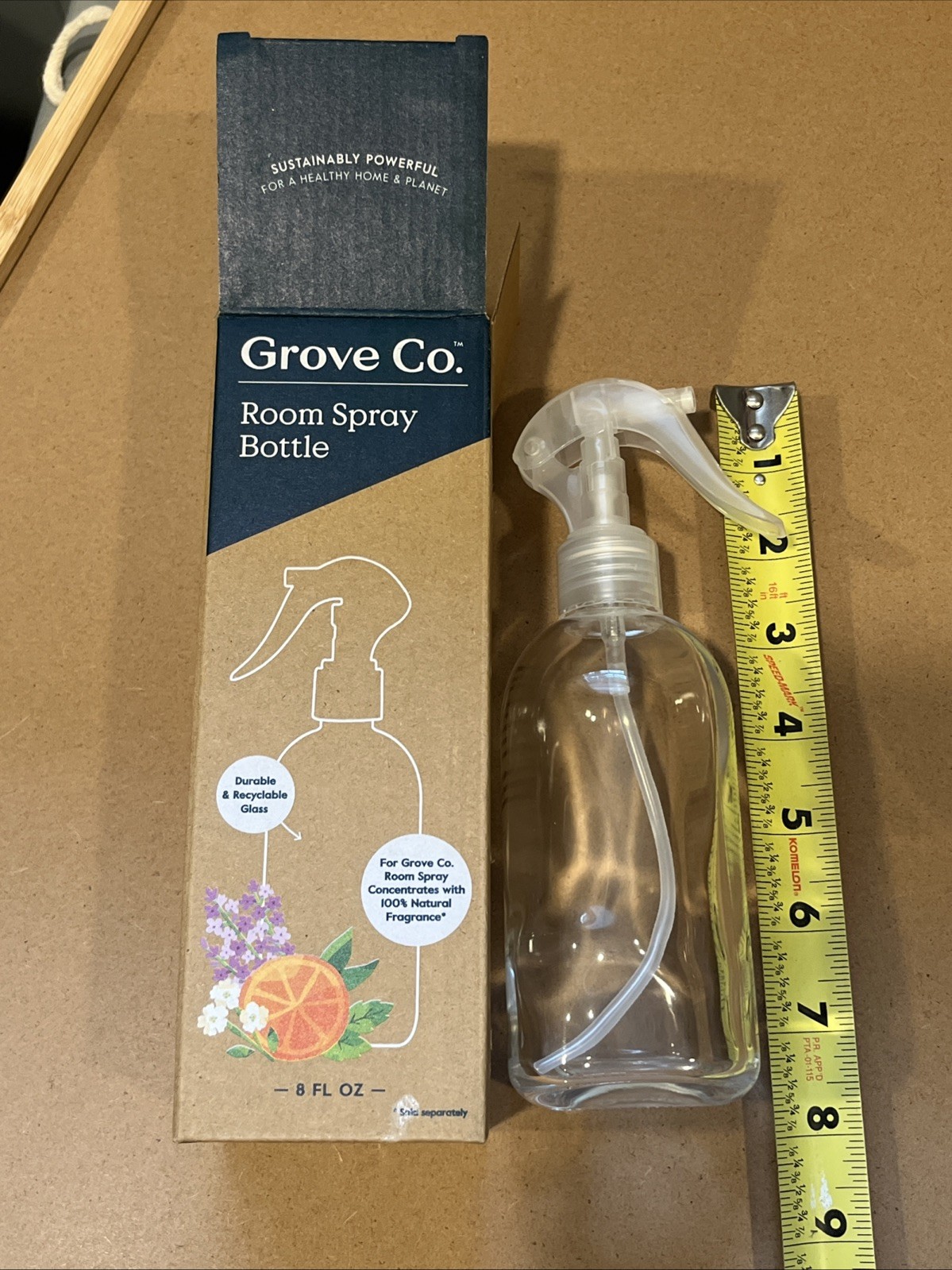 Grove co Reusable Room Spray Glass Bottle 8 Ounce New In Box