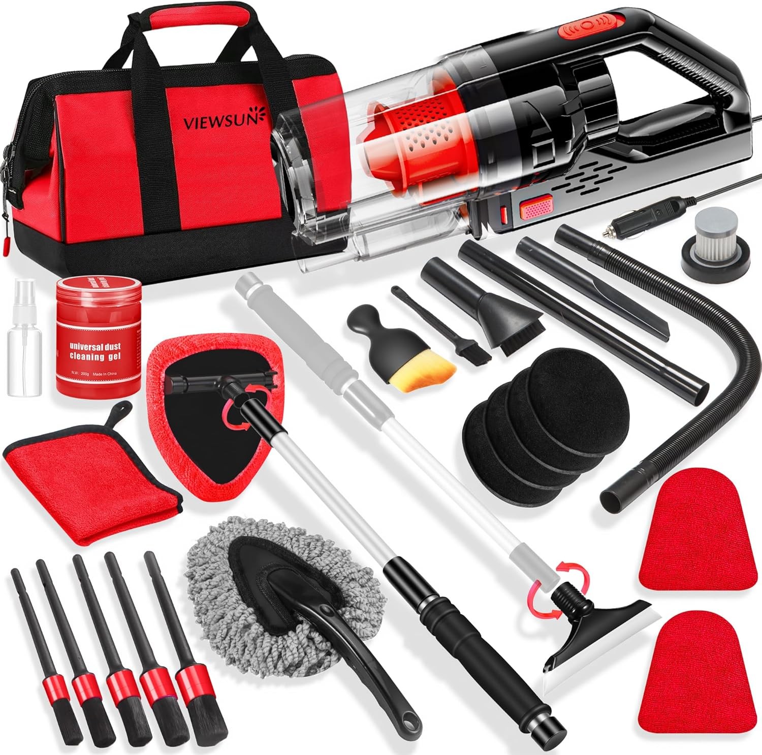 Car Cleaning Kit,CarInterior Detailing with Handheld Vacuum,Complete Accessories