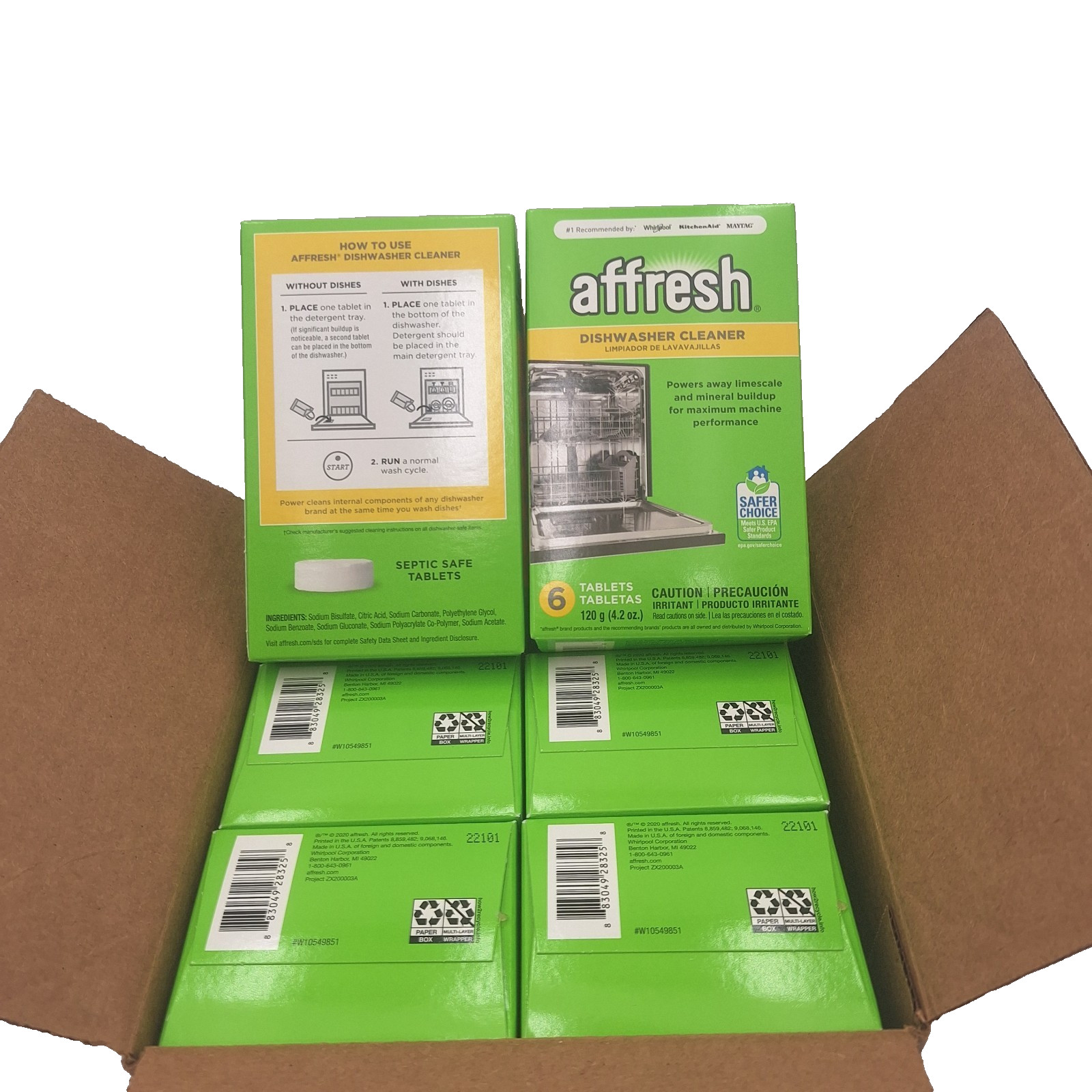 New Affresh Dishwasher Cleaner Tablets Lot Case Pack (6 Boxes Of 6 = 36 Total)