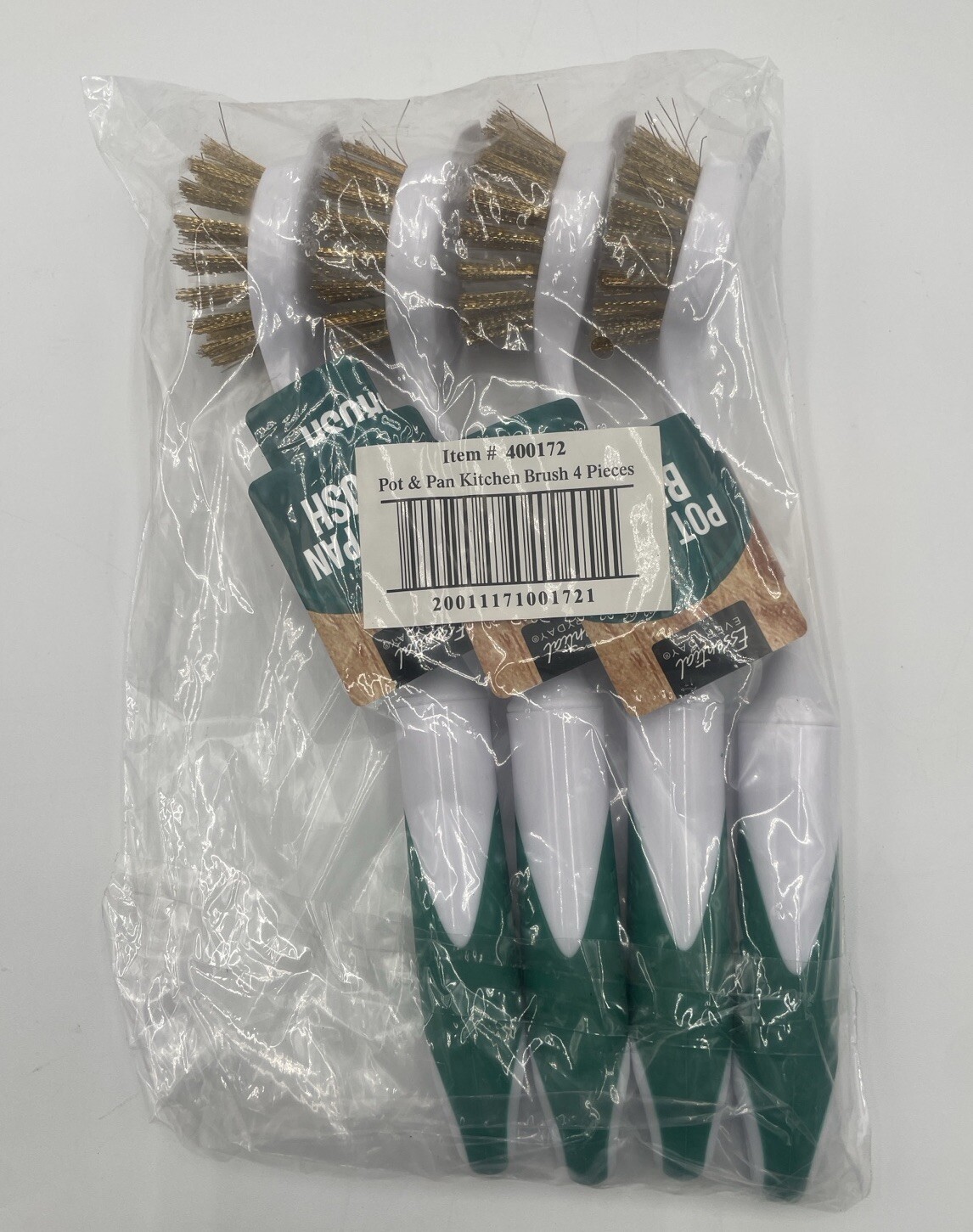 4 Kitchen Pot Pan Dish Scrub Brush Metal And Plastic Bristles W/ Scraper Tip