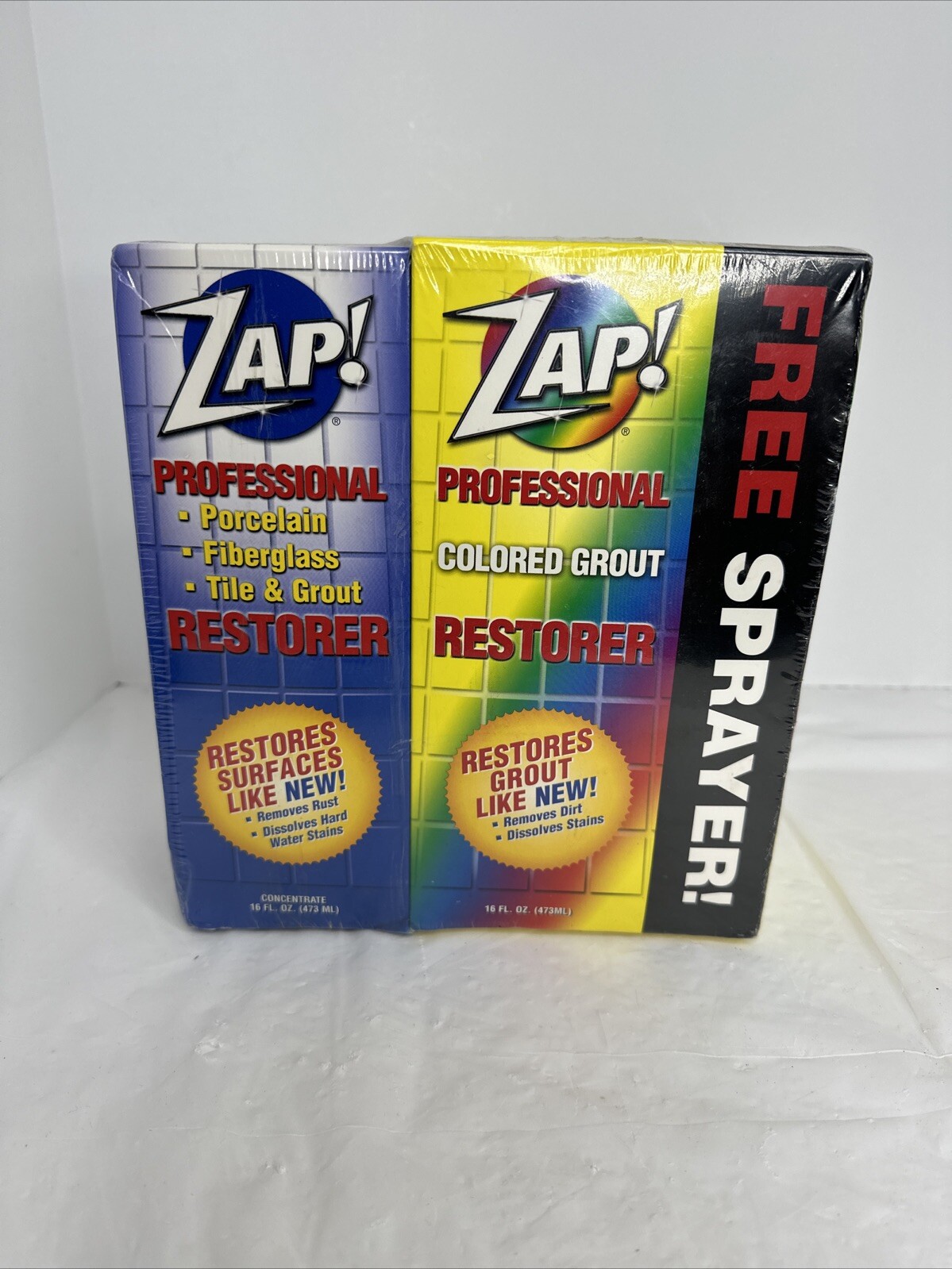 ZAP Twin Pack Professional Cleaner Restorer 16 oz Tile Grout Porcelain Colored