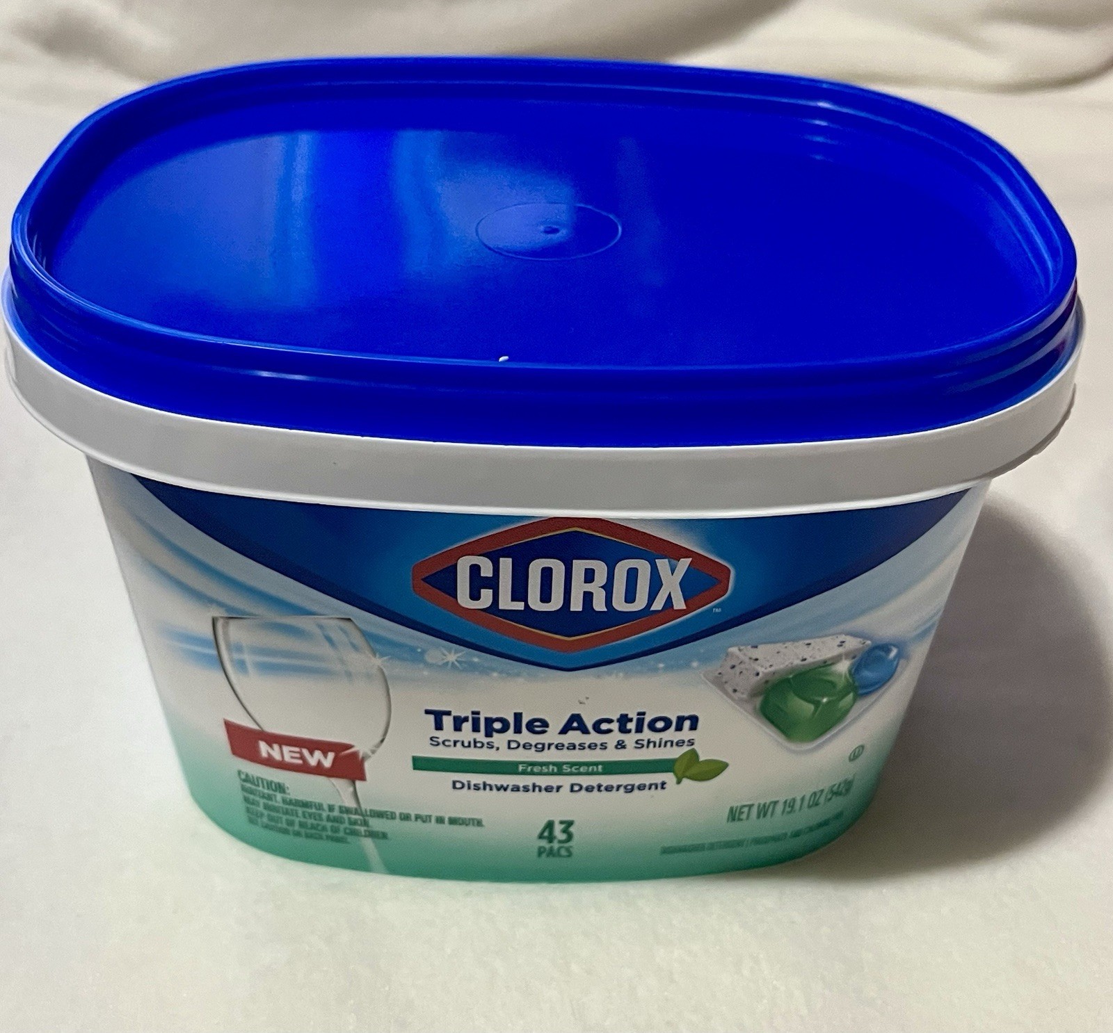 Lot of 3 Clorox Triple Action Dishwashing Detergent-Fresh Scent 43 Pacs 129 Pacs