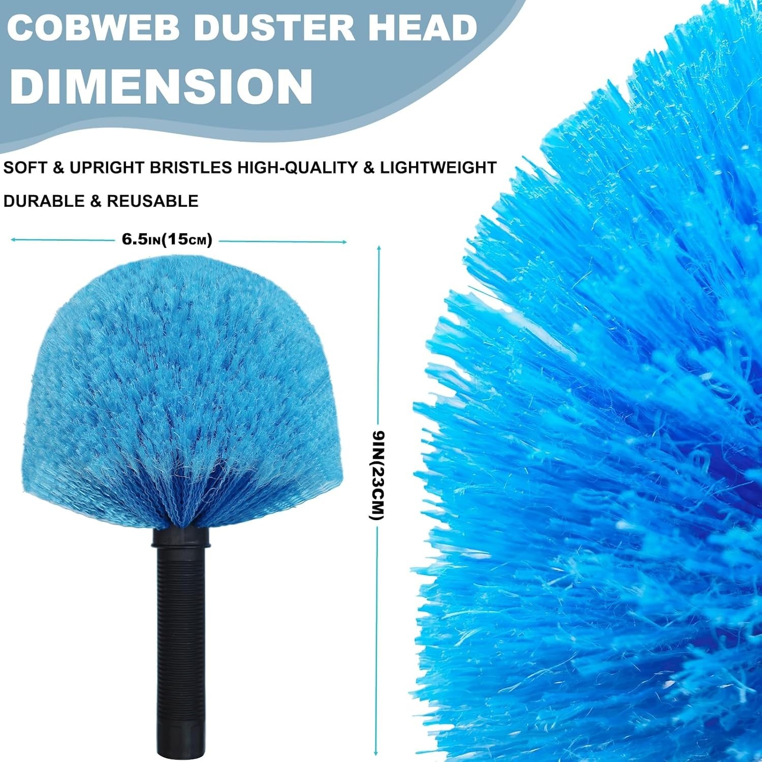2 Pack Blue Twist-On Cobweb Duster Head Brush – Efficient Indoor & Outdoor Sp…