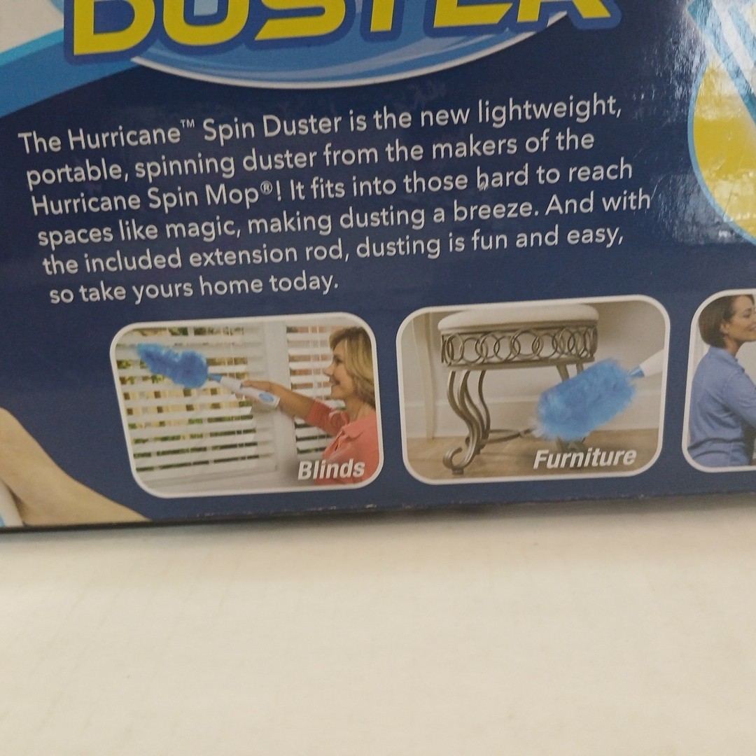 Hurricane Spin Duster Motorized Dust Wand w/3ft Extension For Ceiling Fans NIB
