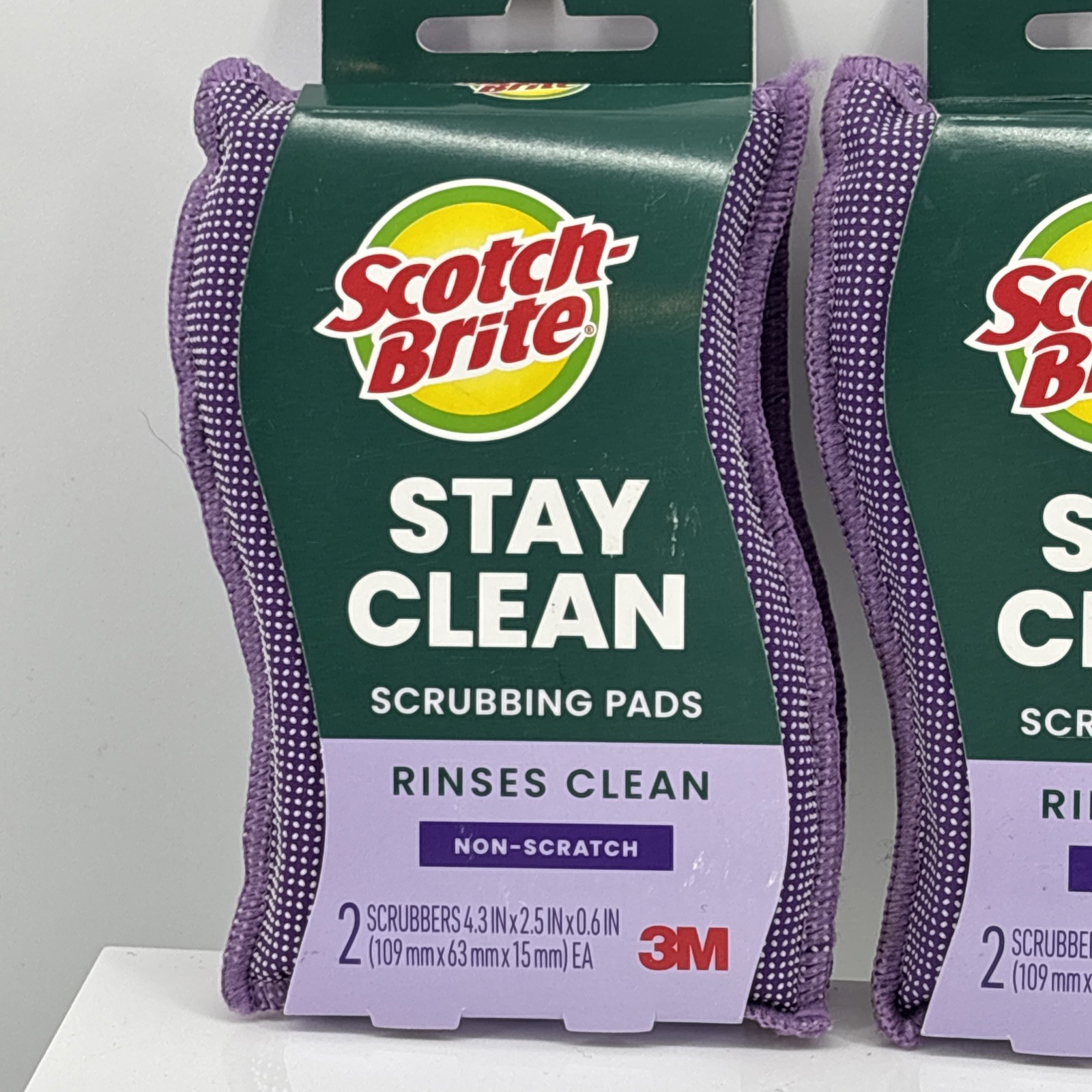 Lot of 3 Scotch-Brite Stay Clean Non-Scratch Scrubbing Pads 2-Pack 3M NEW