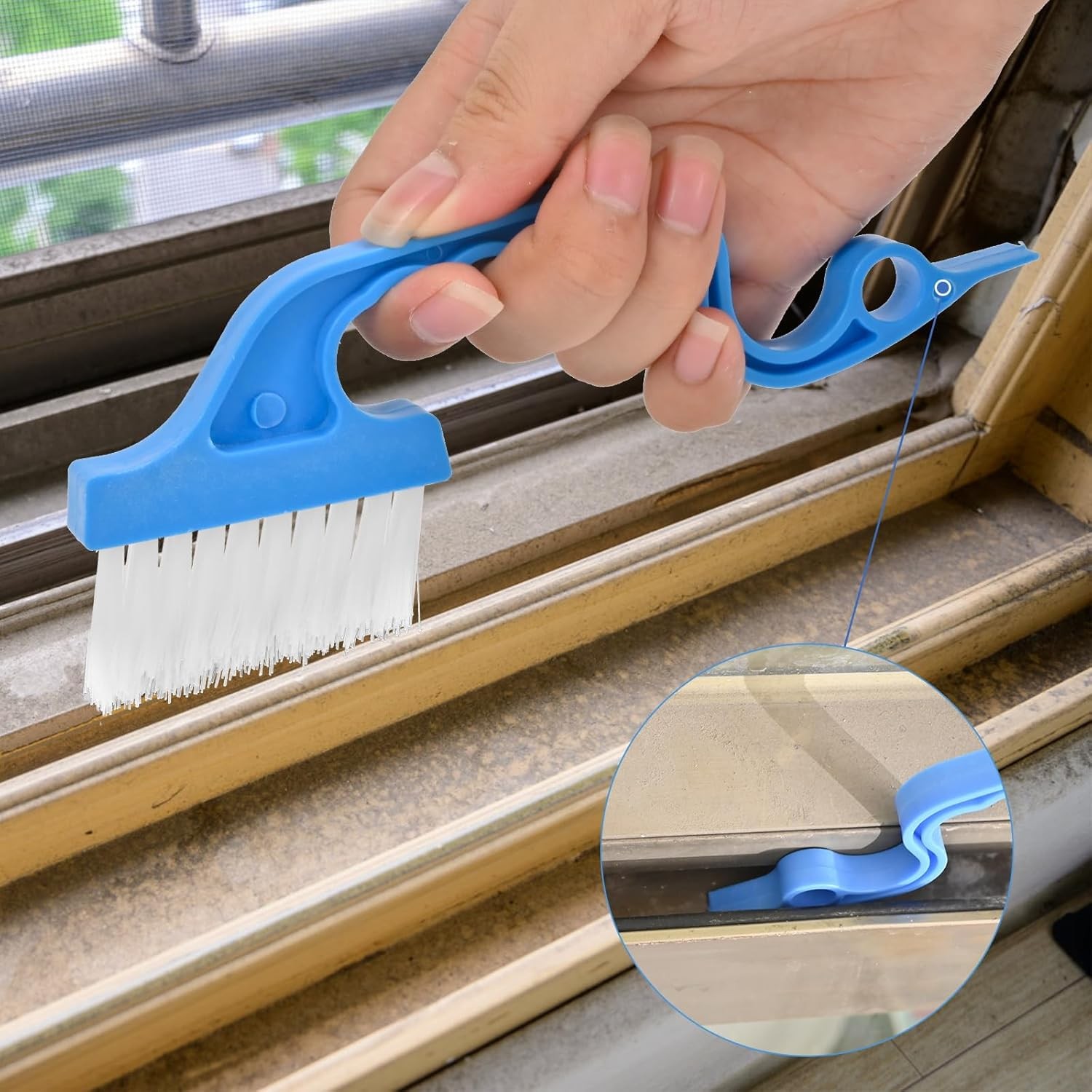 7Pcs Crevice Cleaning Brush, Multifunctional Window Track Cleaning Tools and Win