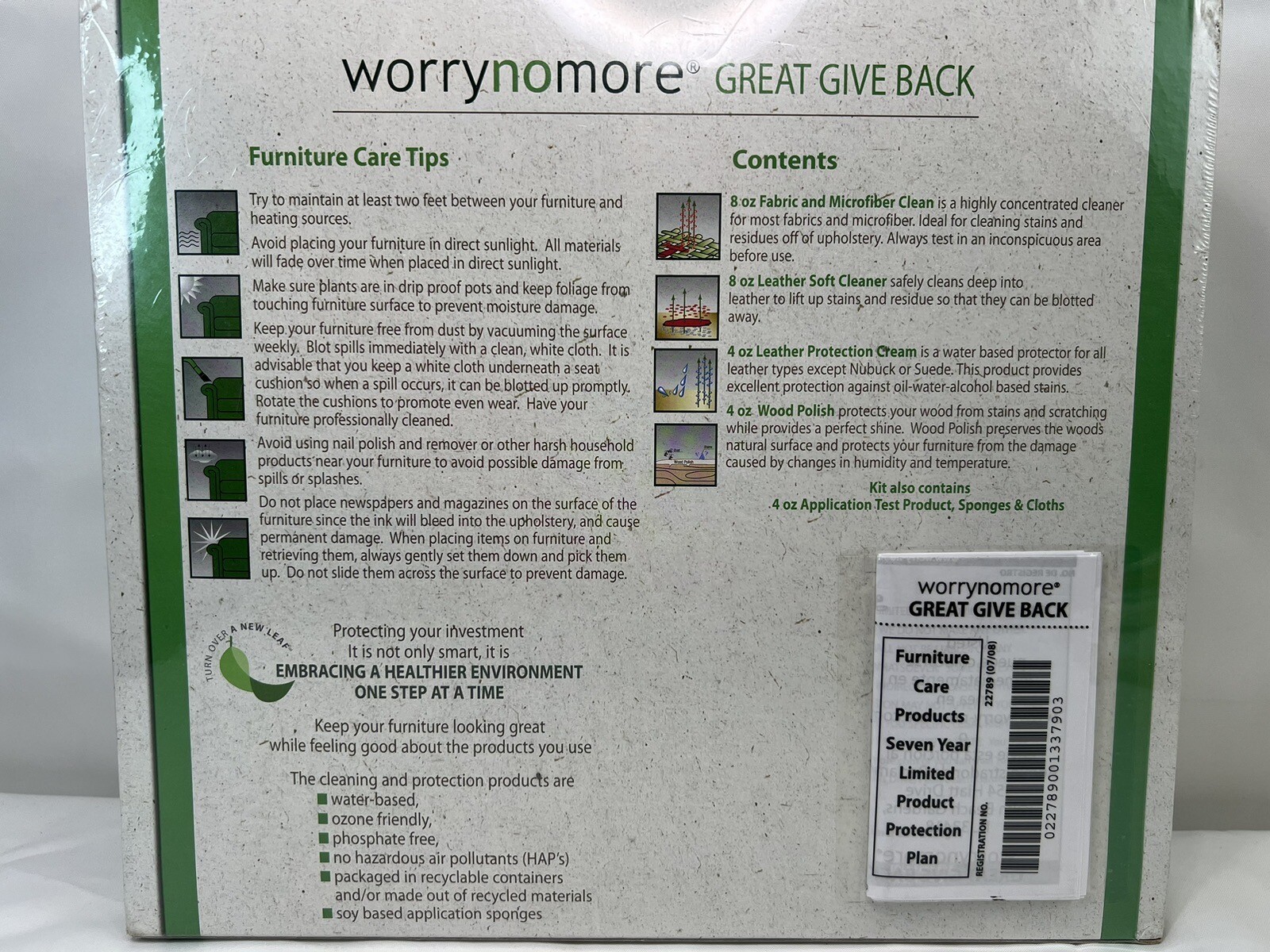 Worrynomore Worry No More Leather Microfiber Wood Furniture Care Cleaner Kit New