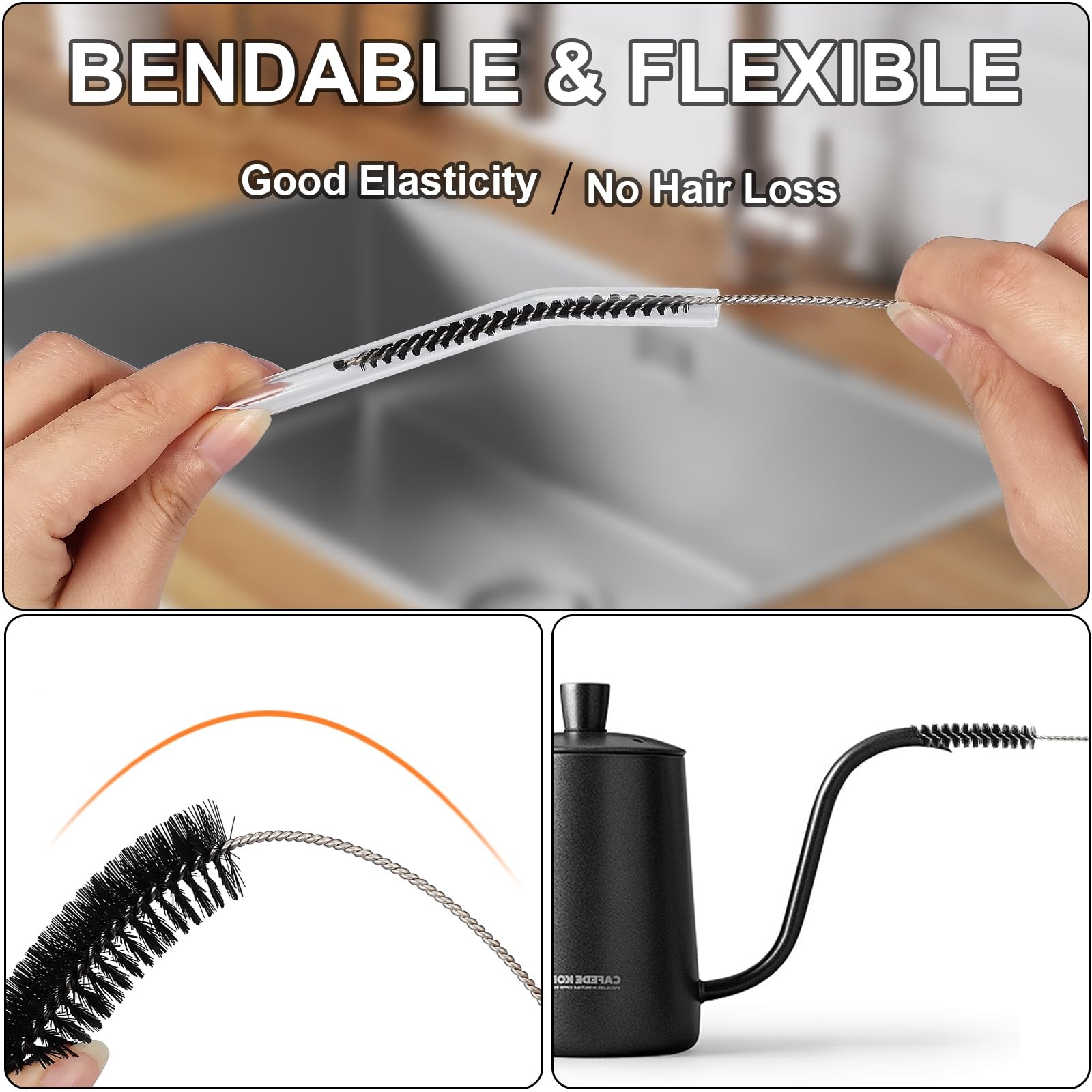 12 Pcs Straw Cleaner Brushes Set, 8.2 Inch Nylon Cleaning Brush