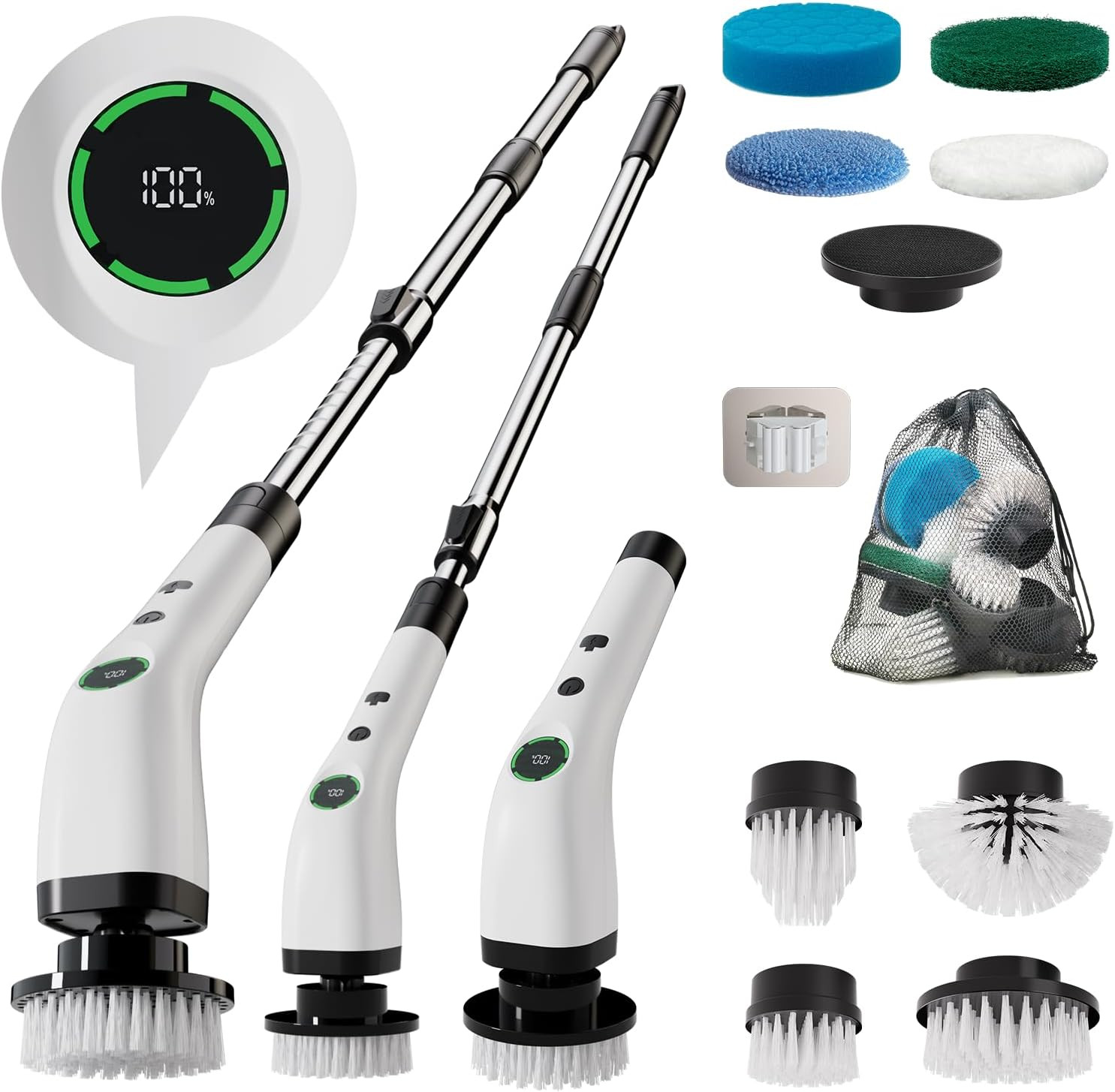 Electric Bathroom Cleaning Brush, Cordless Spin Scrubber Full Body Waterproof IP