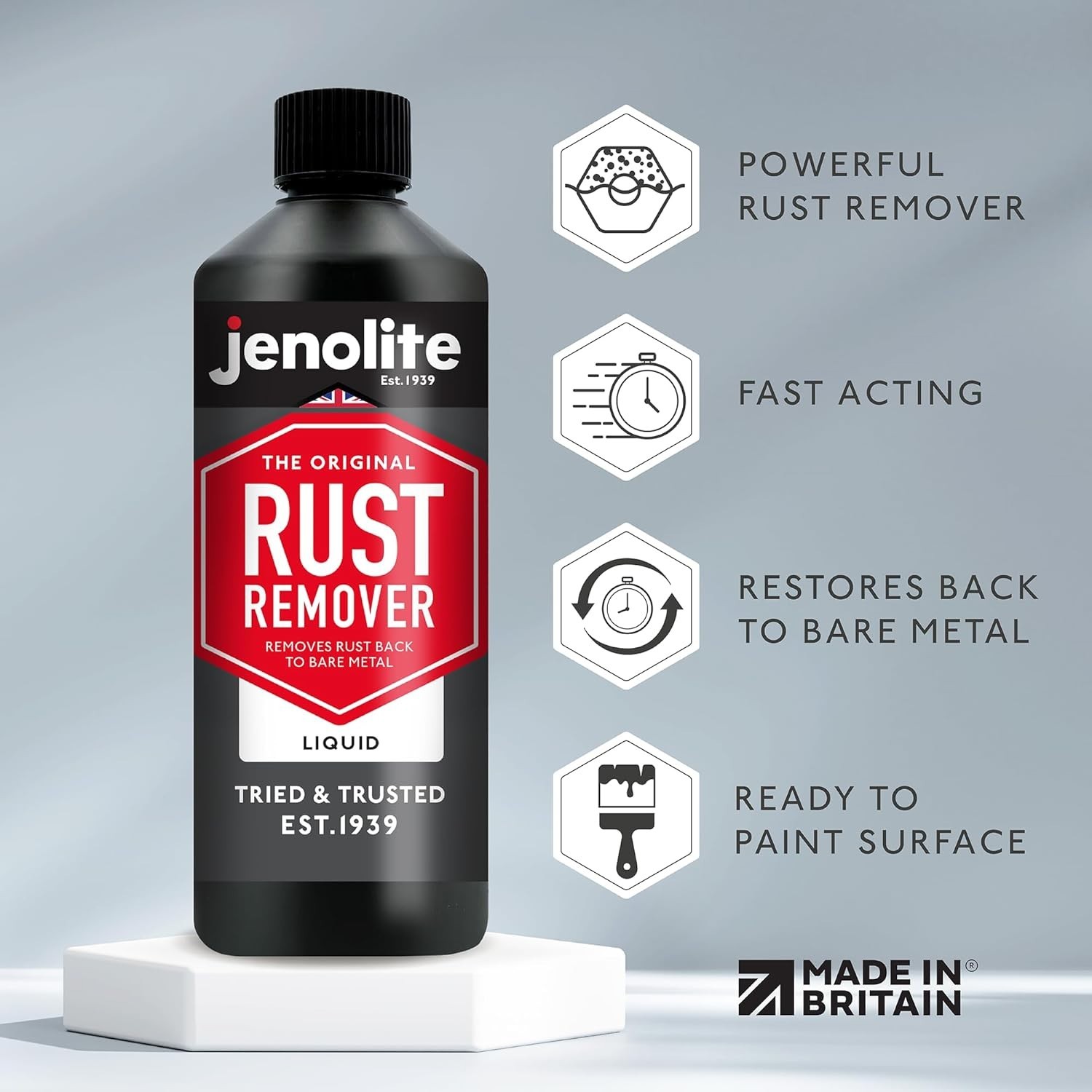 Industrial Strength Rust Remover – 86 sqft Coverage, Fast Acting Liquid – 500ml