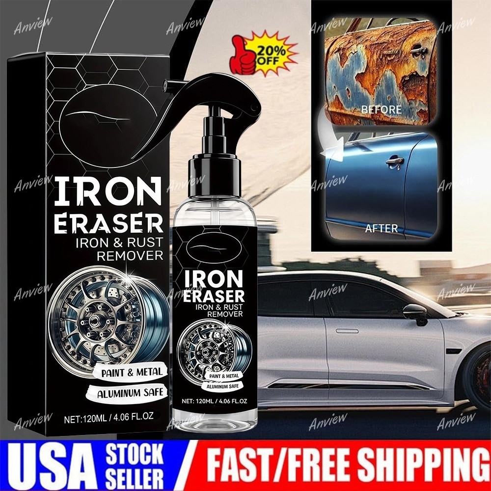 Iron Eraser Rust Remover Spray, Car Wheel Paint Brake Dust Fast Cleaner 120ML US