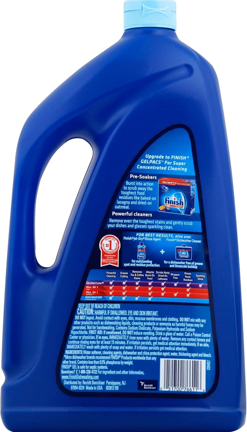 Gel Liquid Dishwasher Detergent, Advanced Deep Cleaning Power Dish Soap, Fights