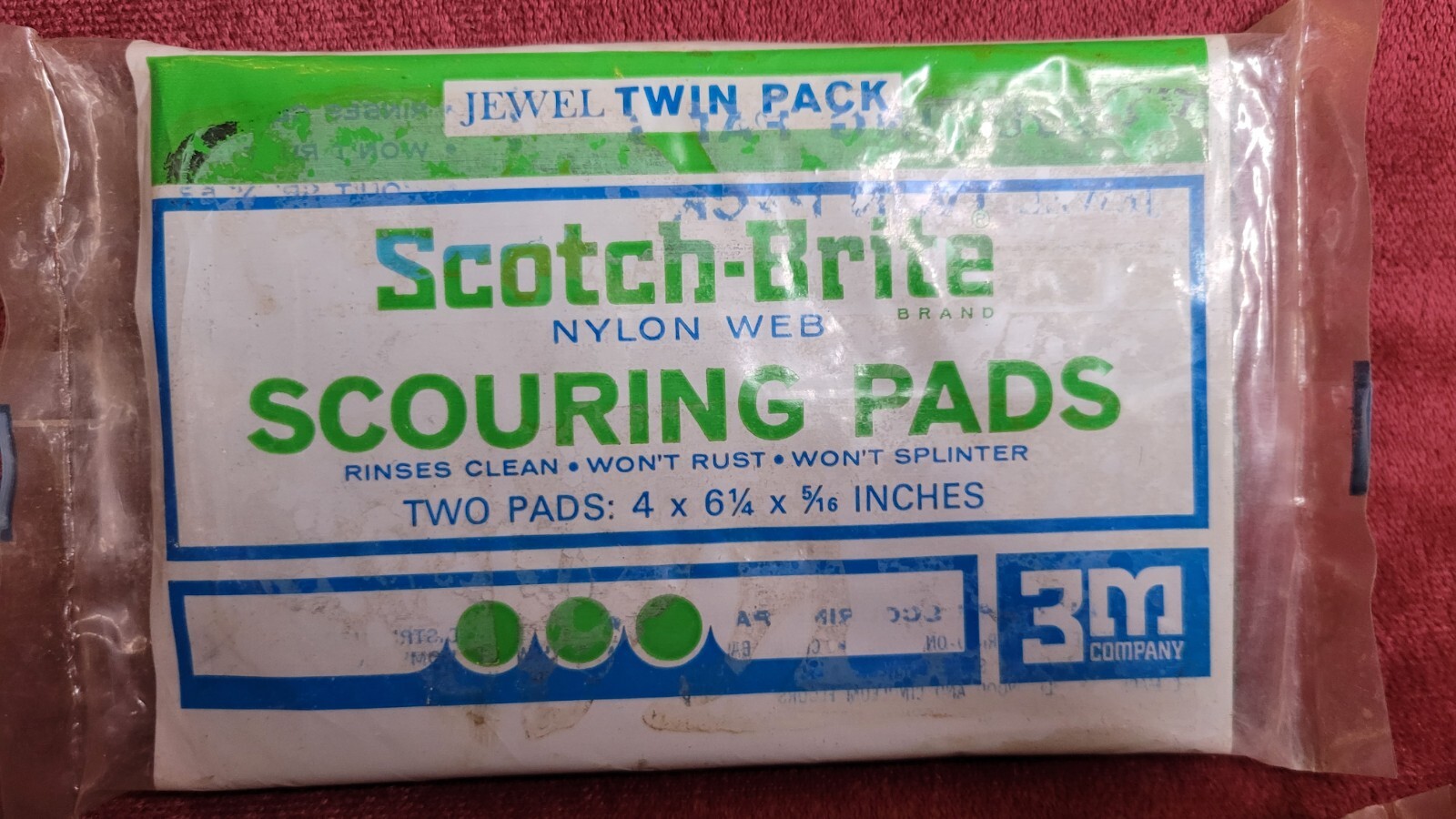 Vintage Scotch-Brite Scouring Pads, 2 Packs, 4 Pads, 3m Company, Nylon Web, NOS
