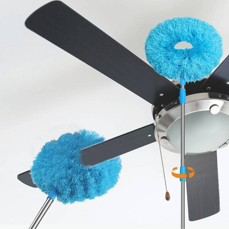 1pc Ceiling Fan Light Duster with Extension Pole Washable Microfiber Dust Brush