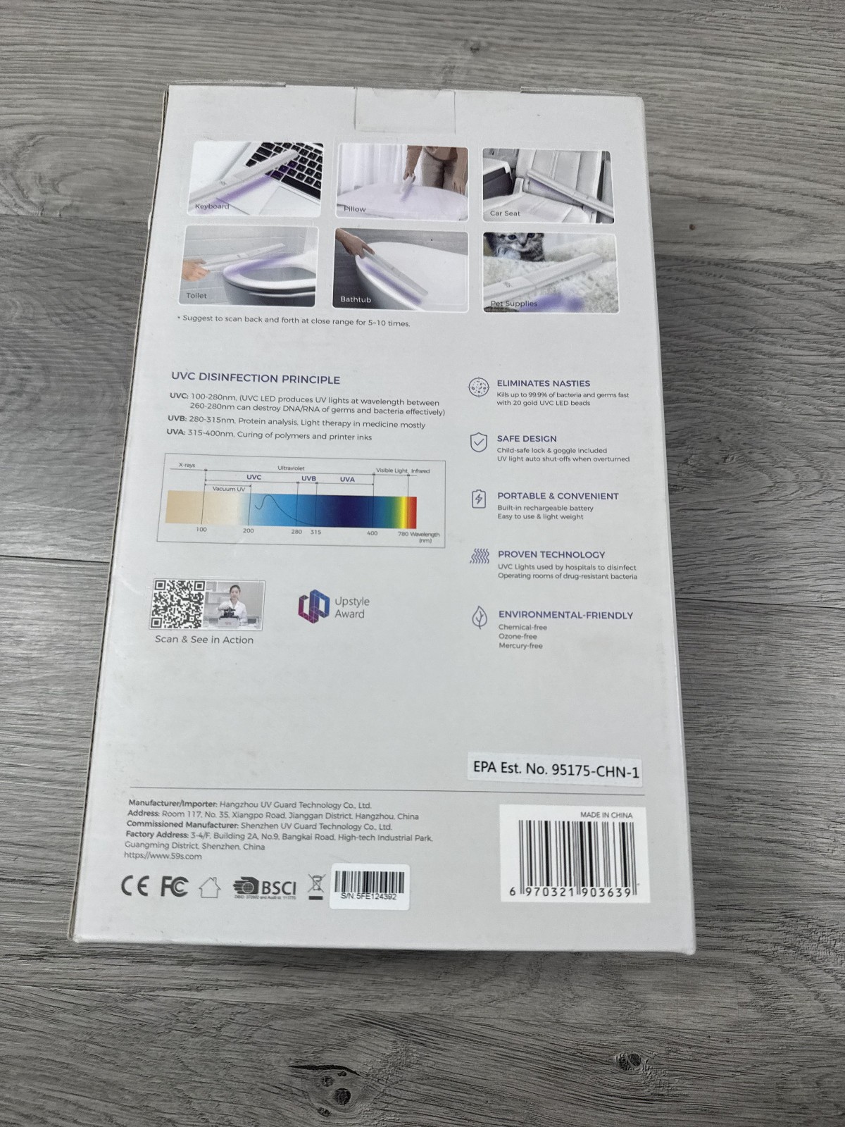 59-S UVC X5 LED Handheld Sterilized Sterilization for Travel and Hotel