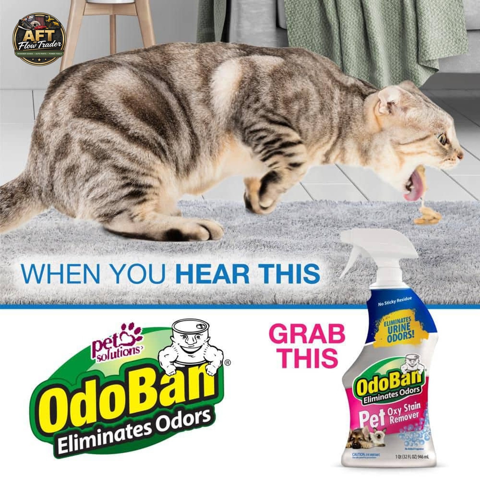 OdoBan 32 oz. Pet Oxy Stain Remover, Fragrance Free (6-Pack)