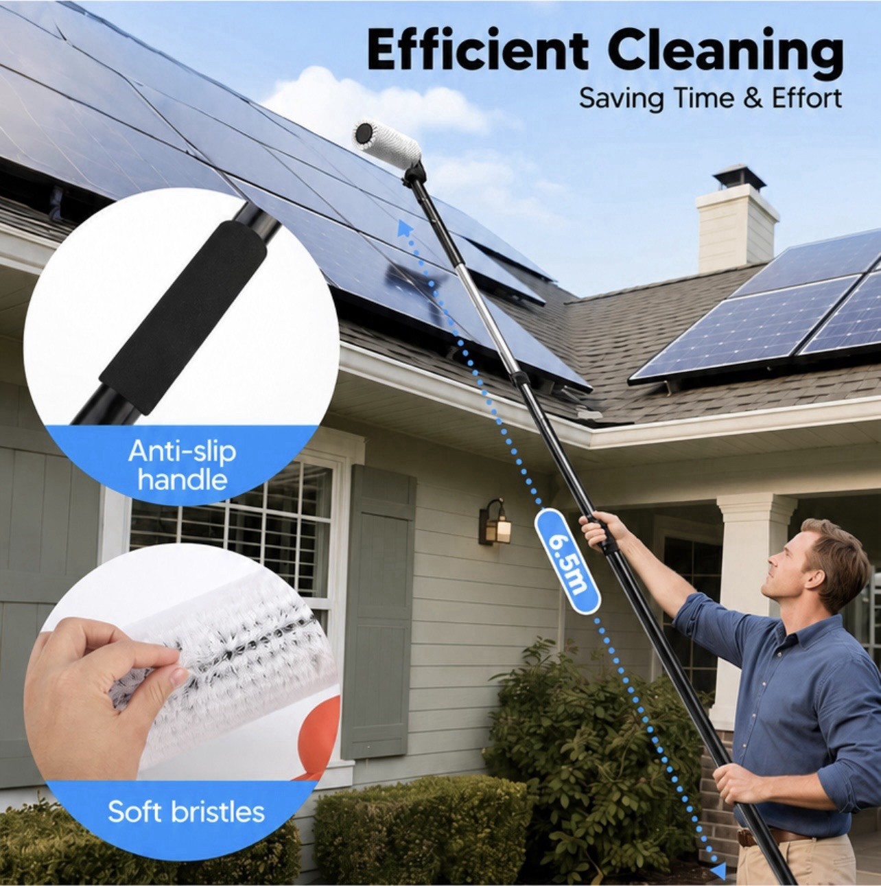 Solar Panel (rechargeable) Electric Cleaning Brush, Greenhouse Brush