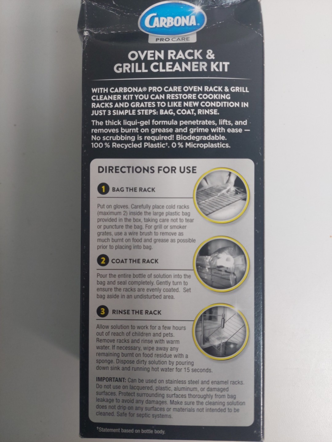 Carbona Pro Care Oven Rack and Grill Cleaner Kit 16.8oz 2-in-1 Easy 3-Step