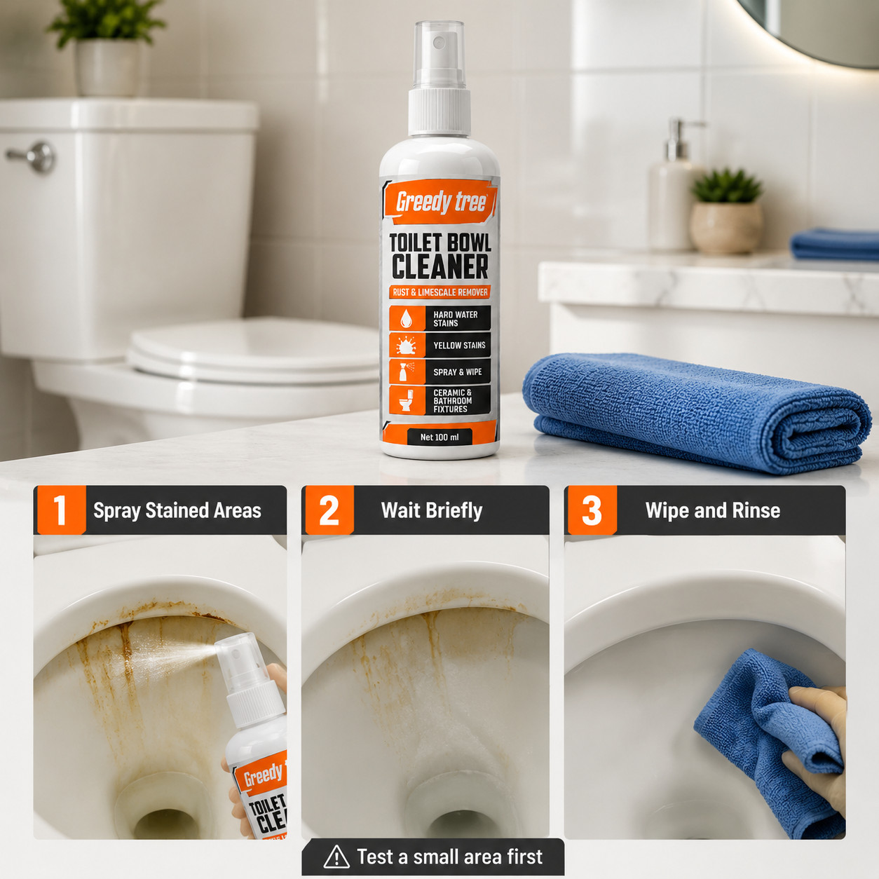 Faucet Water Stain Remover Spray for Rust Scale and Bathroom Shine