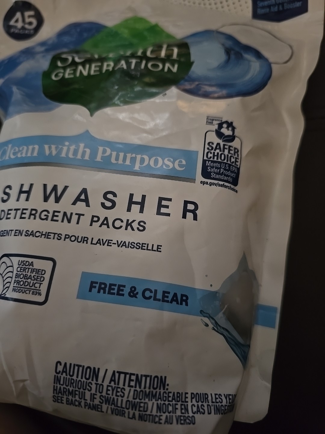 Seventh Generation Free & Clear Natural Dishwasher Detergent – 45 Packs (i11)