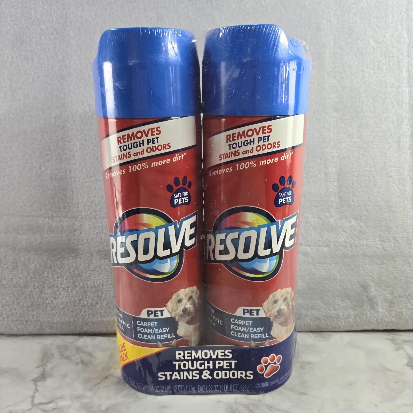 (2) RESOLVE Pet High Traffic Carpet Foam, 44 oz (22 oz each) Sealed, Dual Pack
