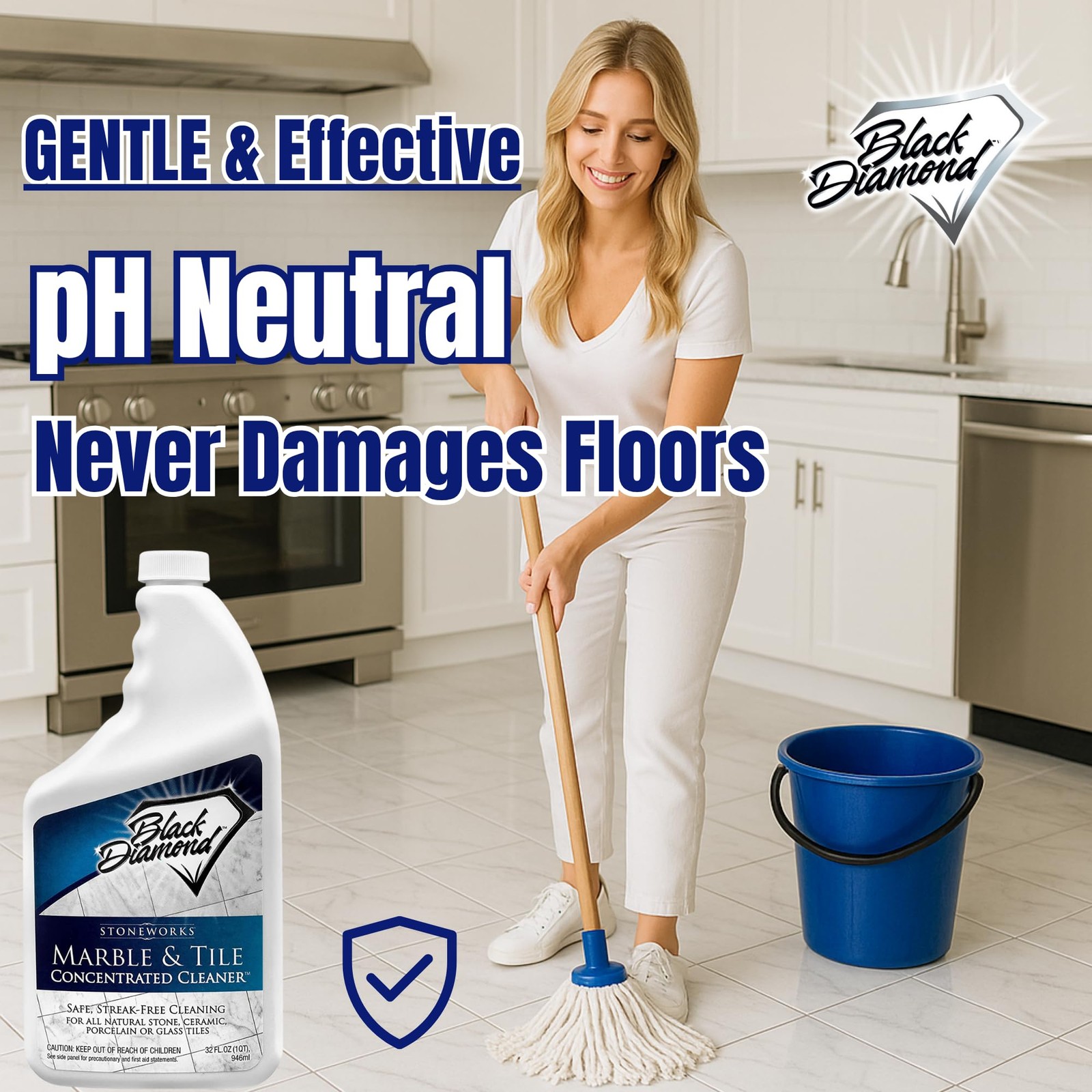 Floor Cleaner No-Rinse Concentrate 1-Quart for Ceramic Porcelain Granite Stone