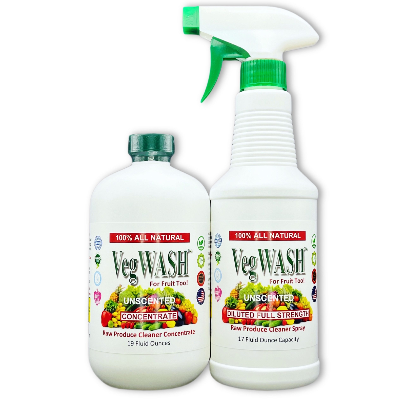 VegWASH™ Raw Produce Cleaner Concentrate Set – 19 Refills of 16.9 Fl Oz Spray