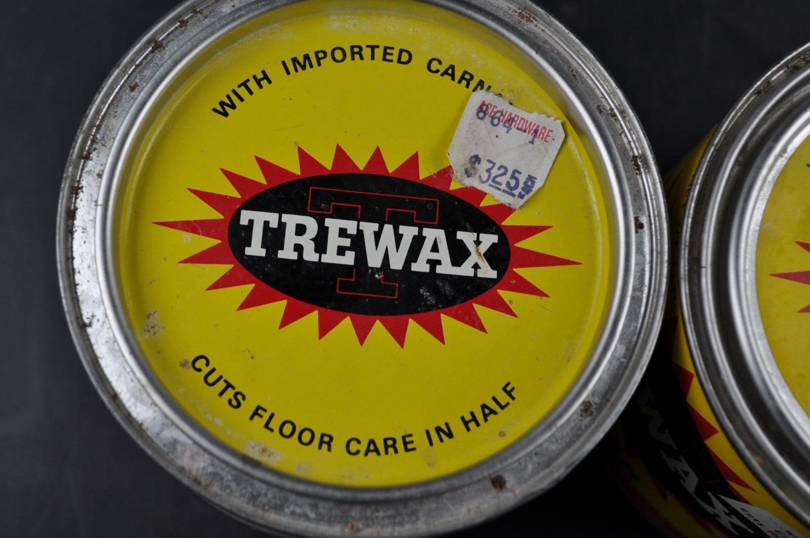 Vintage Trewax Carnauba World Hardest Wax 2 cans 1 pound 80% Full