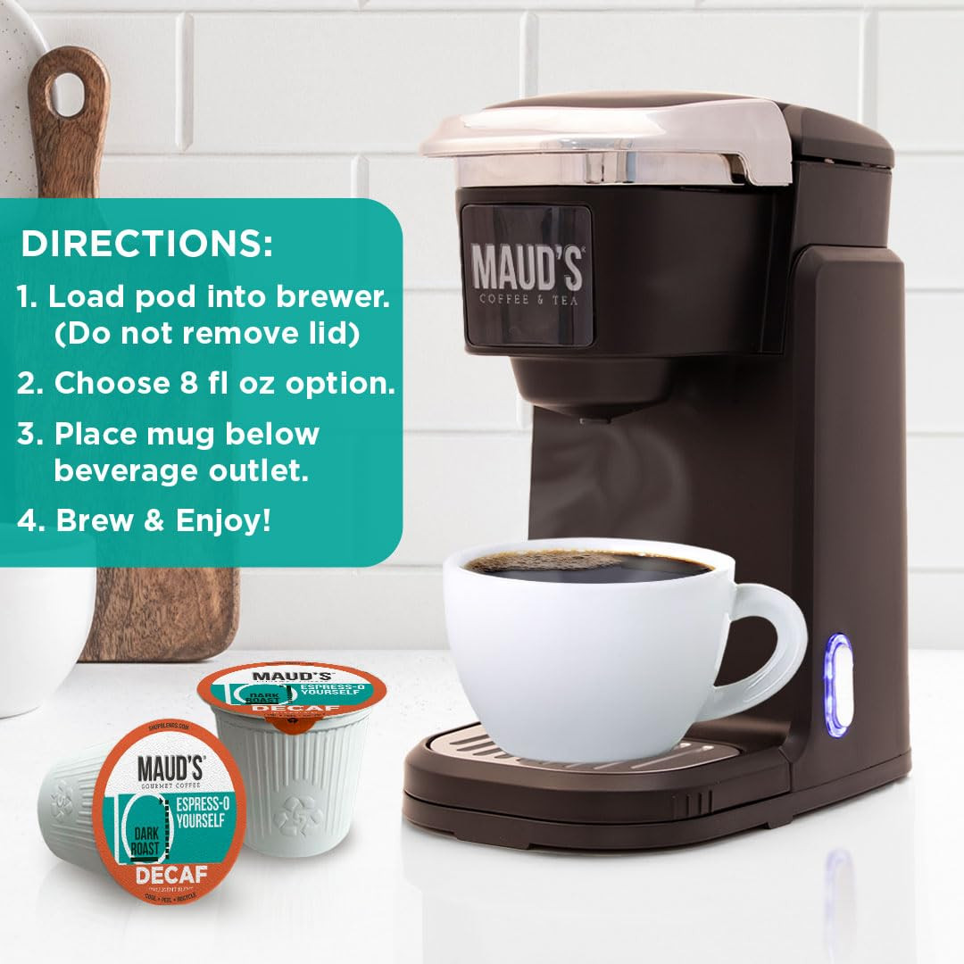 Maud’S Decaf Espresso Roast Coffee Pods 100 Ct Decaffeinated Dark Roast