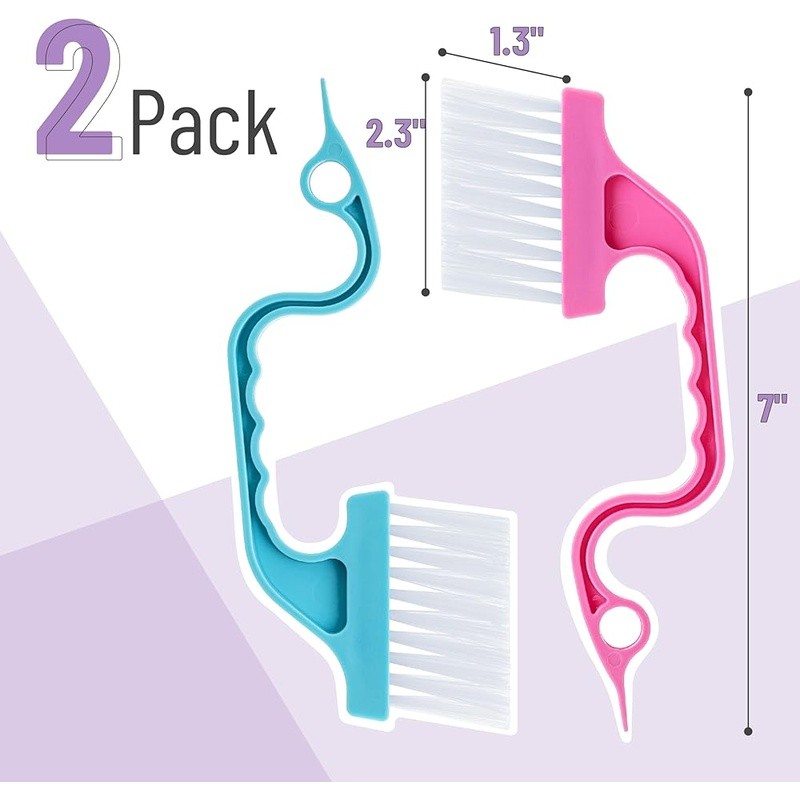 Window Track Cleaning Brush 2 Pack Ergonomic Handle Built-in Scraper Multi Tool