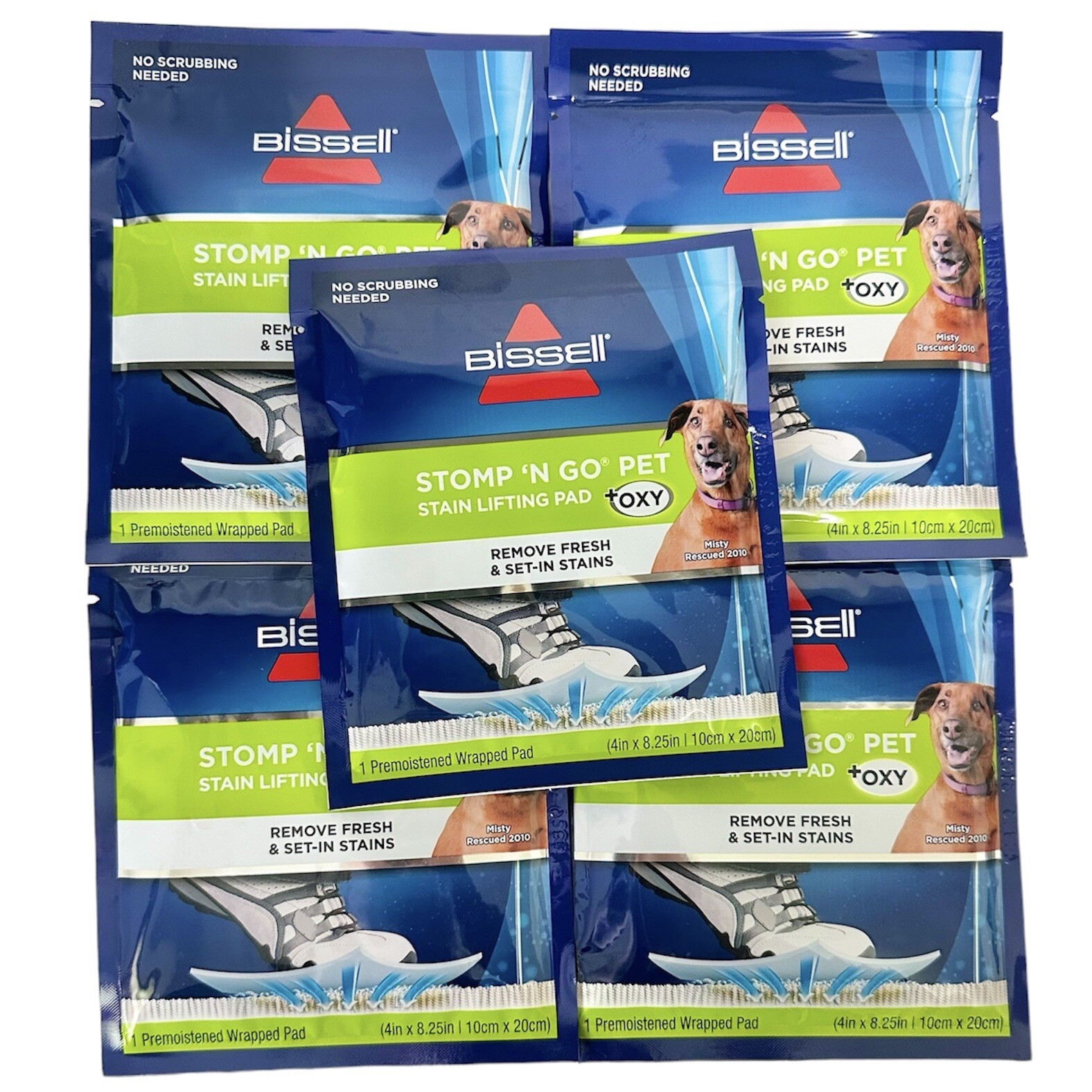 Bissell Stomp ‘n Go Pet Stain Lifting Pad+ OXY 5 Pack New Sealed Remove Stains