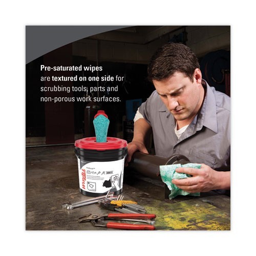 WypAll Clean ProScrub Pre-Saturated Wipes, Cloth, 9.5×12, Citrus, 75/Bucket