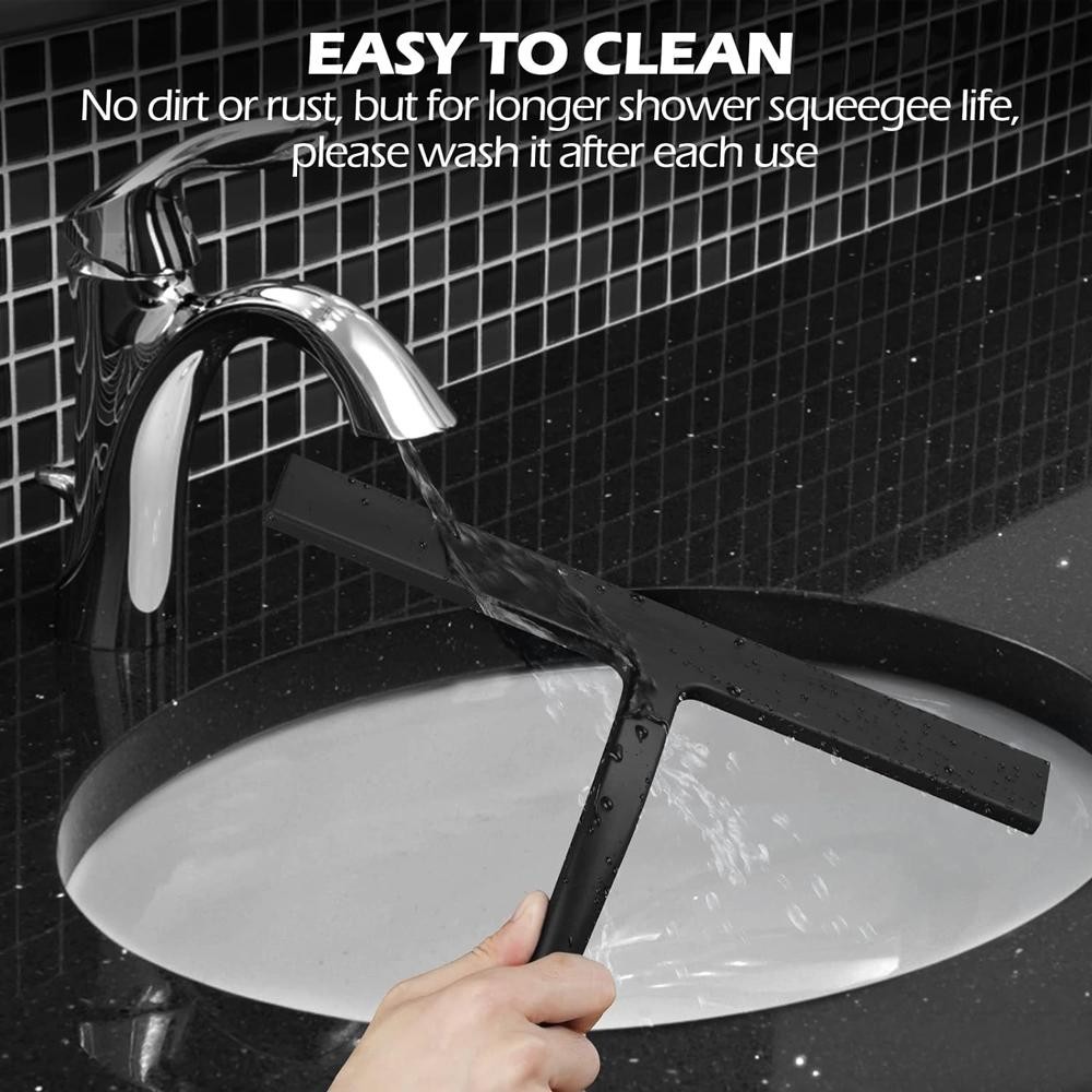 Silicone Squeegee Streak Free Glass Cleaner Shower Mirror Tile Car Window