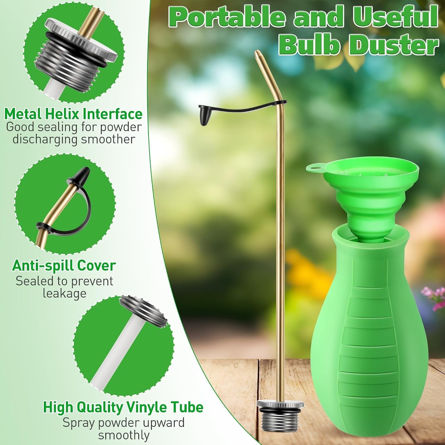 Effortless Powder Application – 8oz Duster with Extendable Handle for Gardening