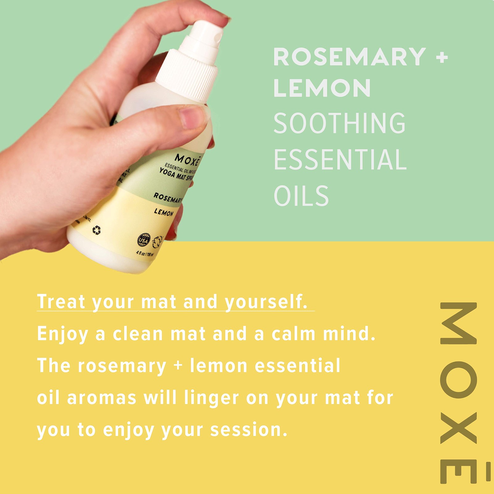 Yoga Mat Cleaner, Green America Certified, Rosemary and Lemon Essential Oils,…