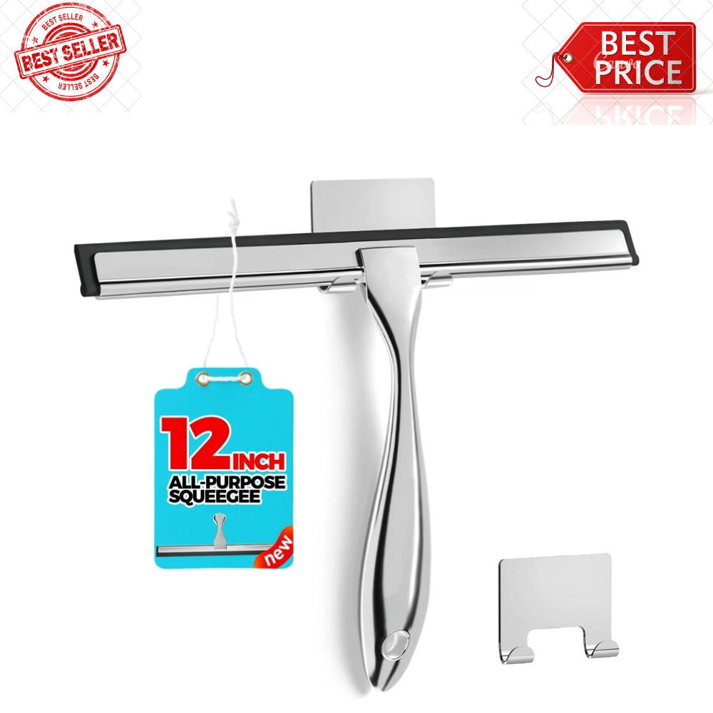 12-Inch All-Purpose Shower Squeegee for Doors, Walls , Tile 12 Inch, Silver USA