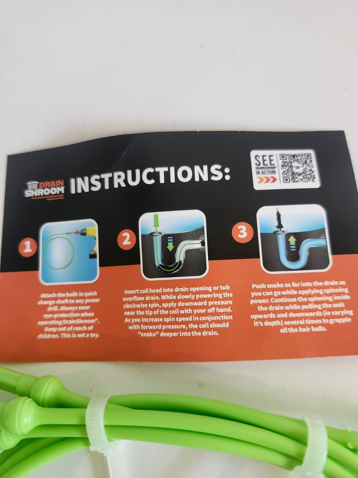 DRAINSHROOM Toss-Disposable Hair Clog Remover, 24 inch Reach, 4 Pack Drain Snake