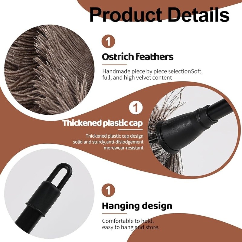 6 Mini Ostrich Feather Dusters Lightweight Reusable Household Cleaning Tool New
