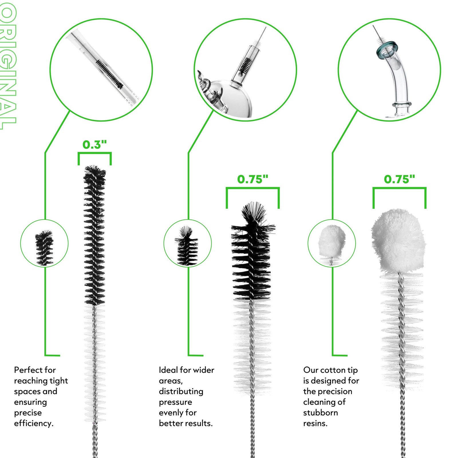 Pipe Perfect Original Cleaning Brush Set – Multi-Size Detail Brushes for Glas…