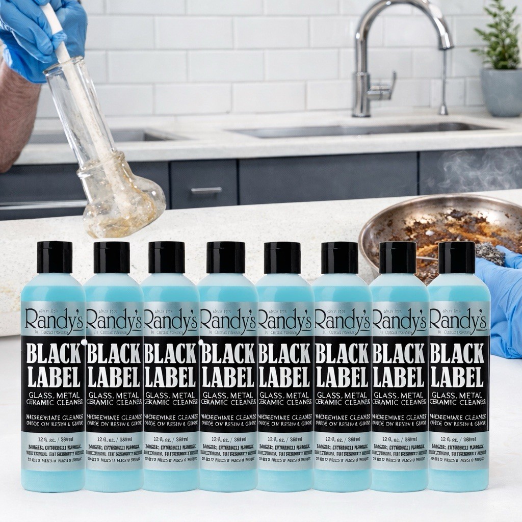 Randy’s Black Label Glass Cleaner – 8x 12oz Bottles – For Glass, Metal & Ceramic