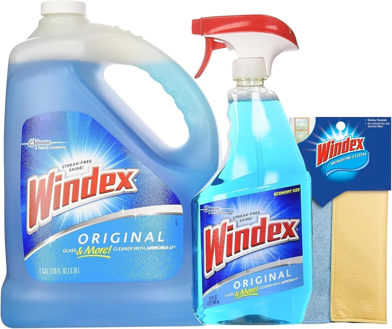 Windex Original Glass Cleaner, 1 32 fl. oz spray bottle + 128 fl. oz. Refill – T