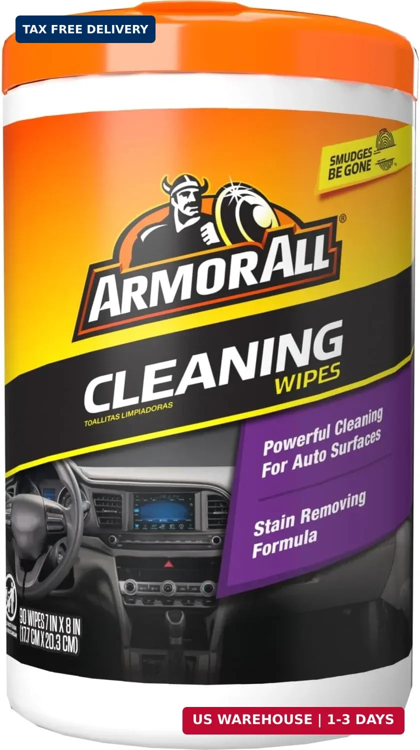 Armor All Car Cleaning Wipes, Wipes for Car Interior and Car Exterior, 90 Wipes