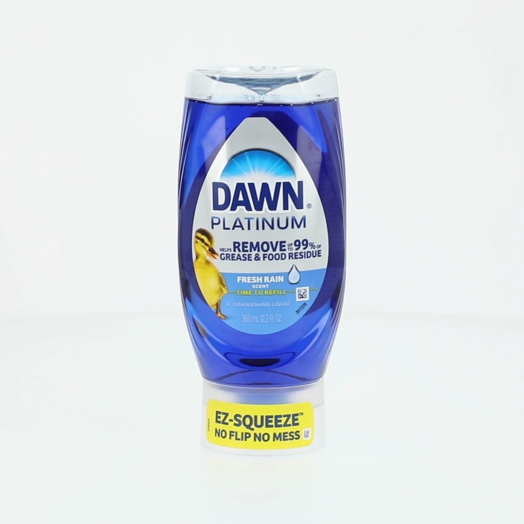(4 pack) Dawn Platinum EZ-Squeeze Dish Soap, Fresh Rain, 12.2 oz – Grease Remova